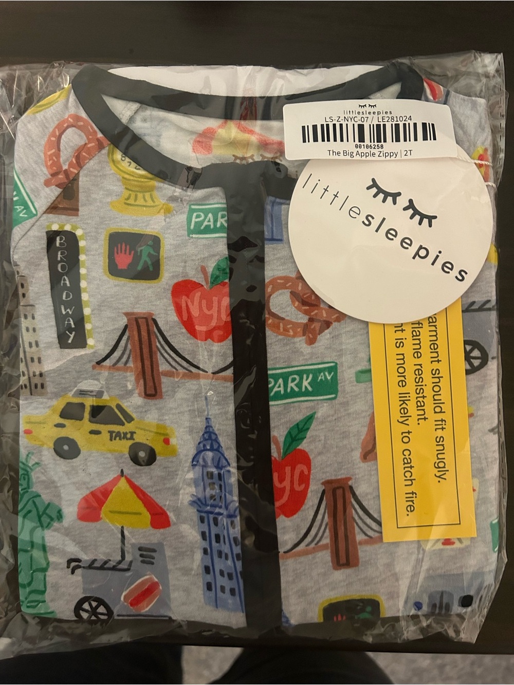 Little Sleepies The Big Apple Zippy Pajamas - 2T NWT
